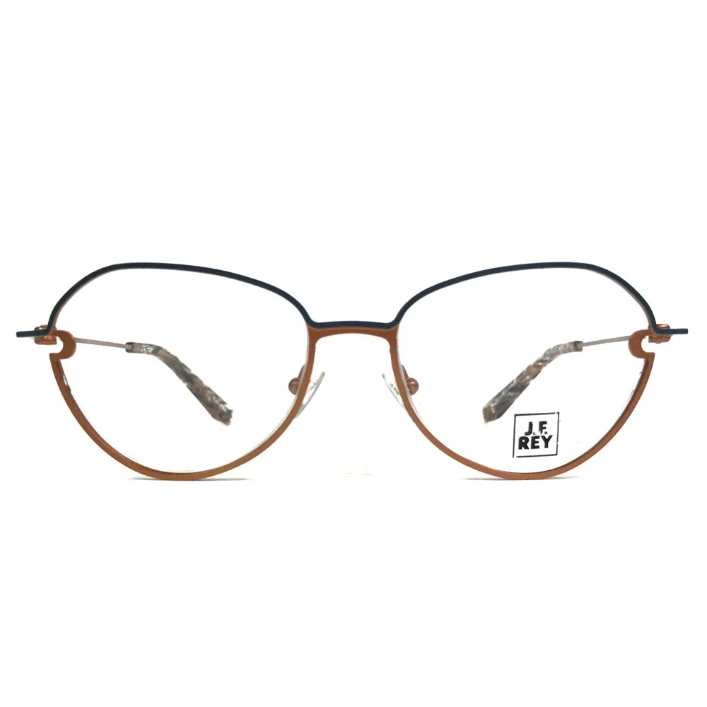 J. F. Rey Eyeglasses Frames JF2969 2090 Brown Rust Blue Wire Rim 51-17-143